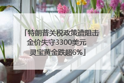 特朗普关税政策遭阻击金价失守3300美元 灵宝黄金跌超6%