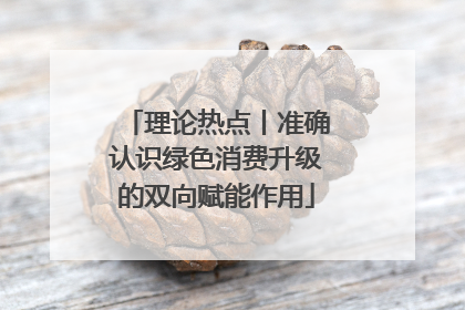 理论热点丨准确认识绿色消费升级的双向赋能作用