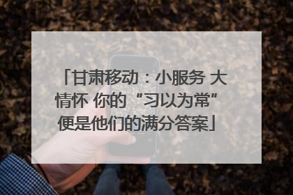 甘肃移动：小服务 大情怀 你的“习以为常”便是他们的满分答案