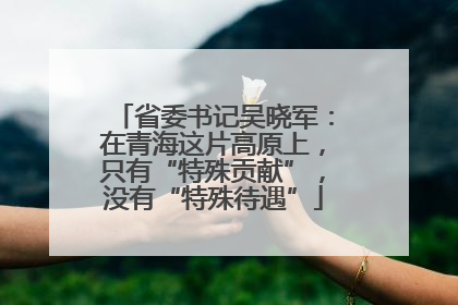 省委书记吴晓军：在青海这片高原上，只有“特殊贡献”，没有“特殊待遇”