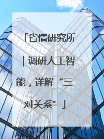 省情研究所｜调研人工智能，详解“三对关系”