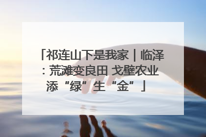 祁连山下是我家｜临泽：荒滩变良田 戈壁农业添“绿”生“金”