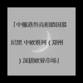 中豫港务亮相德国慕尼黑 中欧班列（郑州）深耕欧亚市场
