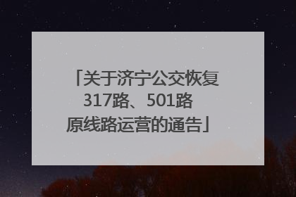关于济宁公交恢复317路、501路原线路运营的通告