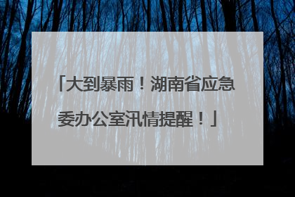 大到暴雨！湖南省应急委办公室汛情提醒！