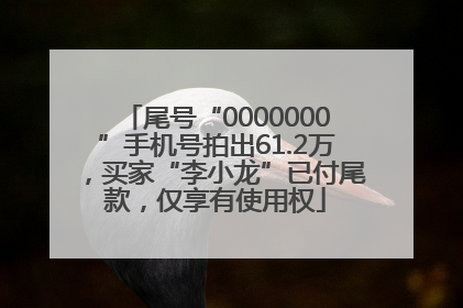 尾号“0000000”手机号拍出61.2万，买家“李小龙”已付尾款，仅享有使用权