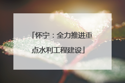 怀宁：全力推进重点水利工程建设