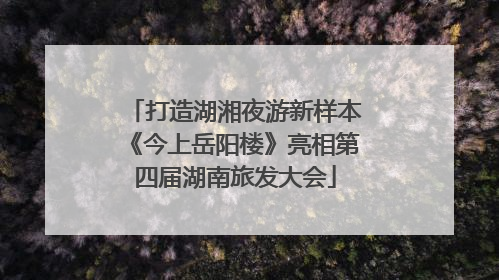 打造湖湘夜游新样本《今上岳阳楼》亮相第四届湖南旅发大会