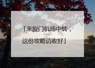 来厦门机场中转，这份攻略请收好