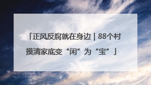 正风反腐就在身边｜88个村摸清家底变“闲”为“宝”