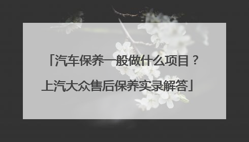汽车保养一般做什么项目？上汽大众售后保养实录解答