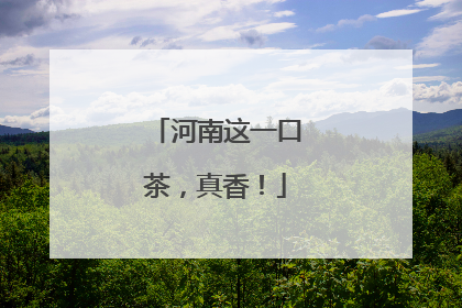 河南这一口茶，真香！