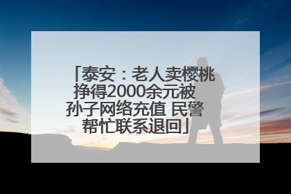 泰安：老人卖樱桃挣得2000余元被孙子网络充值 民警帮忙联系退回