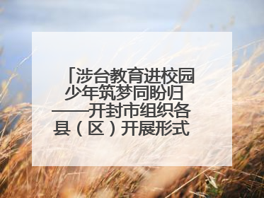 涉台教育进校园 少年筑梦同盼归——开封市组织各县（区）开展形式多样的涉台宣传教育进校园活动