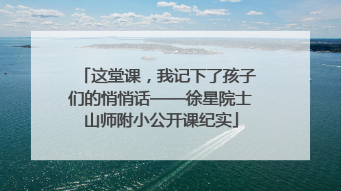 这堂课，我记下了孩子们的悄悄话——徐星院士山师附小公开课纪实