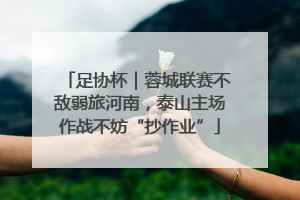 足协杯｜蓉城联赛不敌弱旅河南，泰山主场作战不妨“抄作业”
