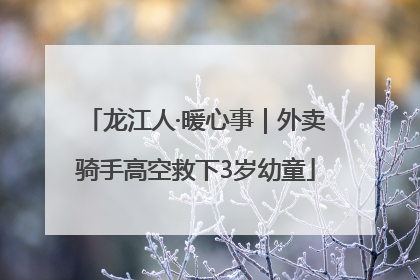 龙江人·暖心事｜外卖骑手高空救下3岁幼童