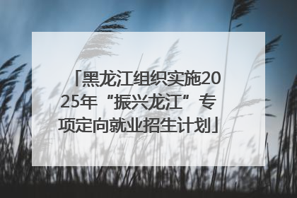 黑龙江组织实施2025年“振兴龙江”专项定向就业招生计划